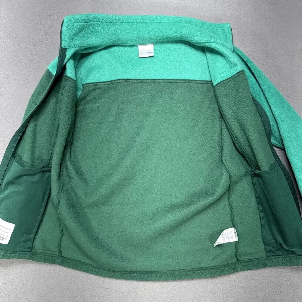 Columbia‎ Jacket Girls Large 14-16 Green Fleece Preppy School Full Zip Gorpcore